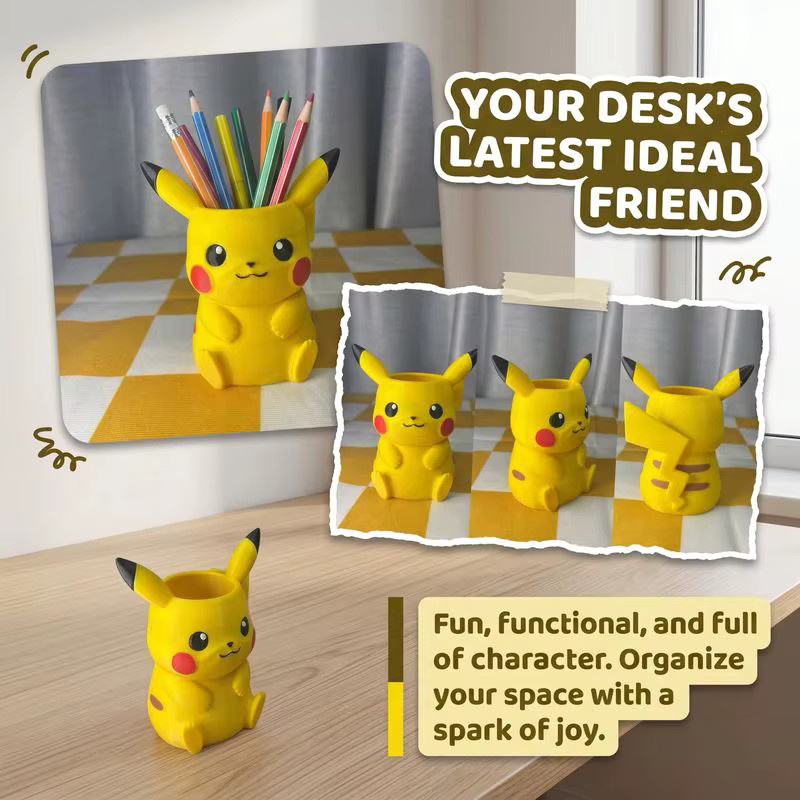 Pokémon Pikachu Federmäppchen mit Sitzfigur in Gelb aus Kunststoff - Bild 3