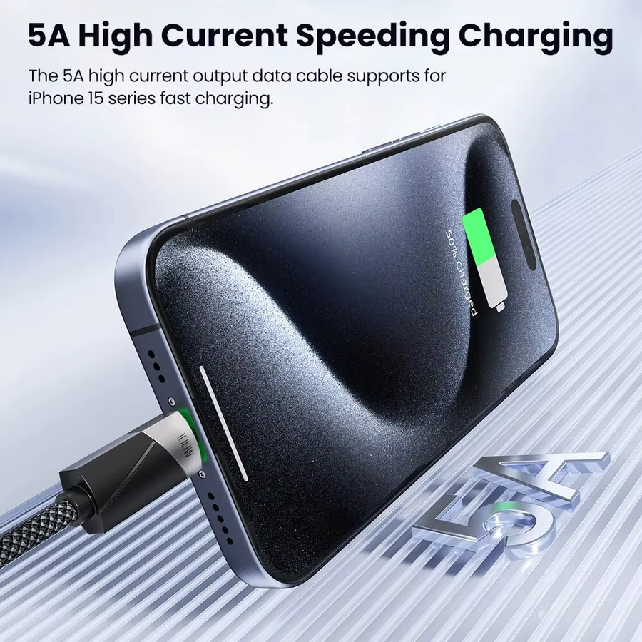 Toocki USB-C auf USB-C Datenkabel mit 100W PD Schnellladefunktion und Smart Power-Off in Schwarz oder Grau - Bild 6