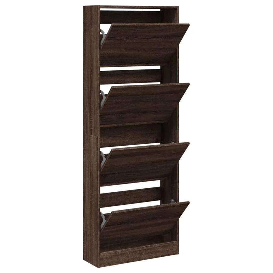 vidaXL Schuhschrank in Braun Eichen-Optik mit Klappfächern, Breite: 60 cm, Tiefe: 21 cm, Höhe: 163,5 cm - Bild 2