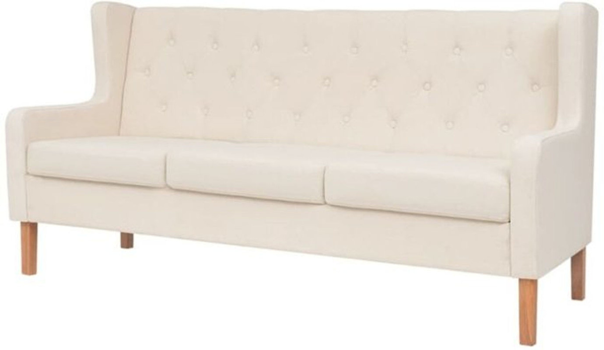 vidaxl 3-Sitzer Sofa aus Stoff in Cremeweiß und Beige, Modernes Design, Breite: 180 cm, Höhe: 68 cm, Tiefe: 90 cm - Bild 1