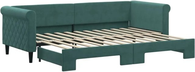 vidaXL Ausziehbares Tagesbett in Dunkelgrün aus Samt, B/T/H: 200 x 80 x 68 cm - Bild 1