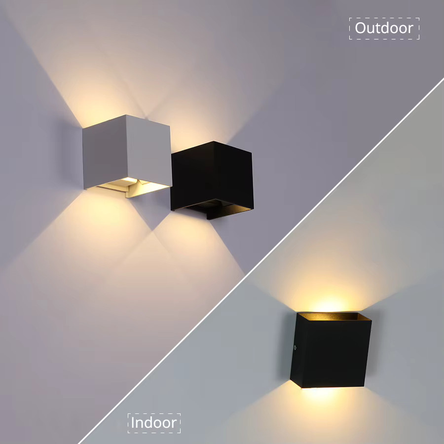 Moderne LED Wandleuchte IP65 wasserdicht in Schwarz aus Metall mit verstellbarem Up-Down Licht für Innen und Außen, Warmweiß - Bild 2