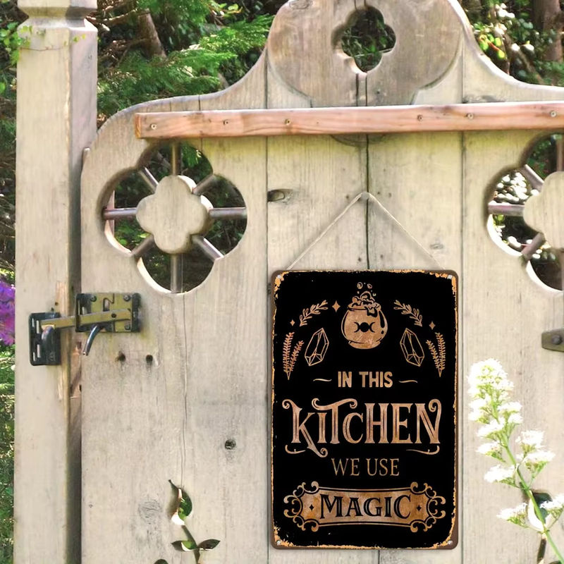 HELLOYOUNG Vintage Metallschild Magie Wandbehang in Schwarz, rechteckiges Typografie-Wandschild für Zuhause, Bar und Restaurant, Höhe: 30 cm, Breite: 20 cm - Bild 3