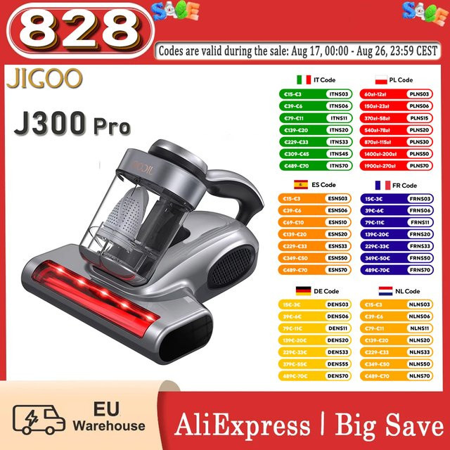 JIGOO J300 Pro Intelligenter Matratzenreiniger mit 550W Motor, 14KPa Saugkraft, UV-Licht, Infrarot-Sterilisation, Ultraschall-Vibration und 60 °C Heißluftreinigung - Bild 1