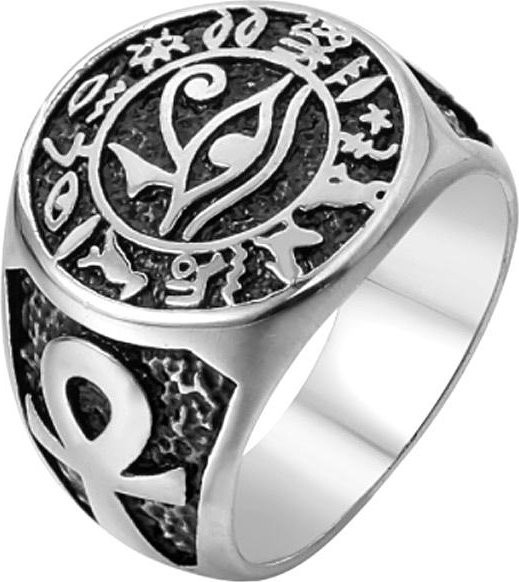 YIRAN Jewelry Ring Edelstahl, Vintage, Horusauge, Weiß, Herren - Bild 1