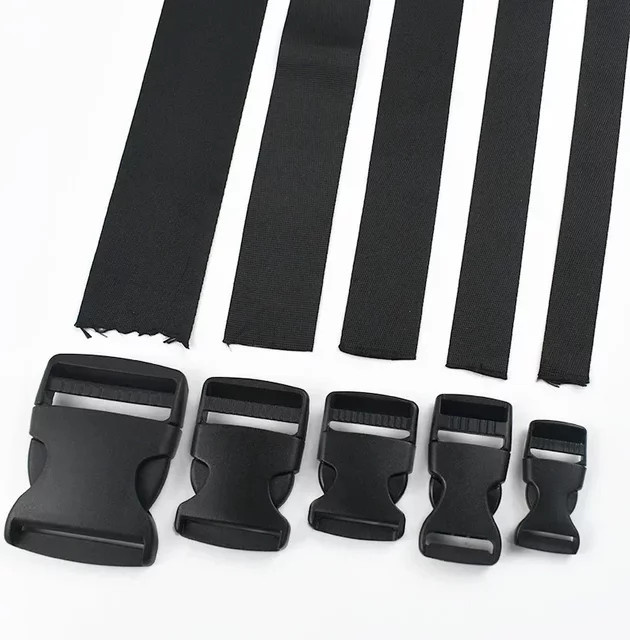 Meetee Taschen-Seitenschnallen aus Kunststoff in Schwarz für Nylon-Gurtband und Hundehalsbänder, 10-50mm - Bild 1