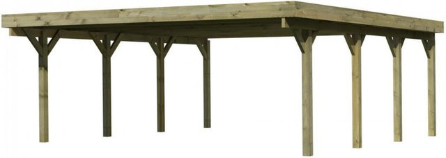 Karibu Doppelcarport Classic aus Nadelholz mit PVC-Flachdach B: 563 cm, T: 586 cm, H: 237 cm - Bild 3