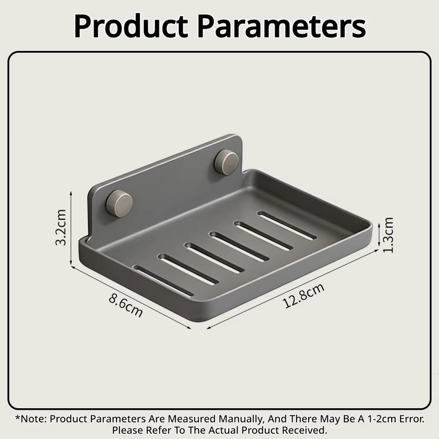 Fooke Wandmontierter Seifenbehälter aus Aluminium in Grau/Weiß, Selbstklebende Seifenschale und Seifenablage für dein Badezimmer - Bild 4
