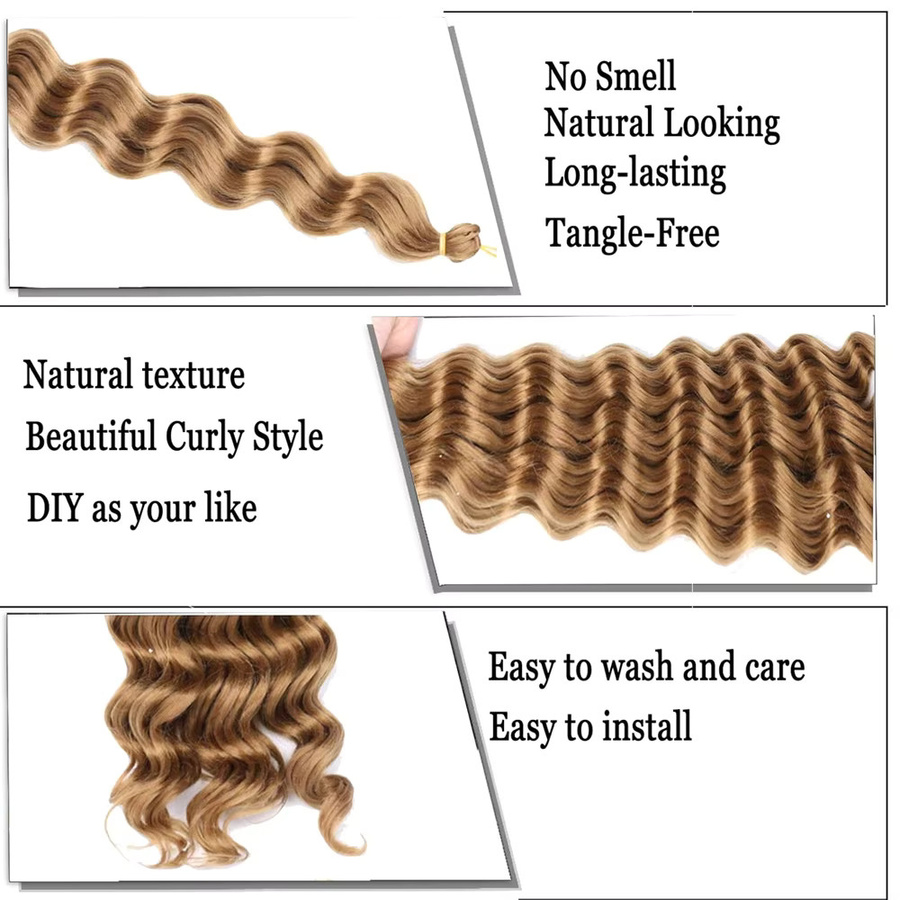 SHES BEAUTY Extensions, synthetisch, tiefe Wellen, Ombre-Braun-Blond, Damen - Bild 2