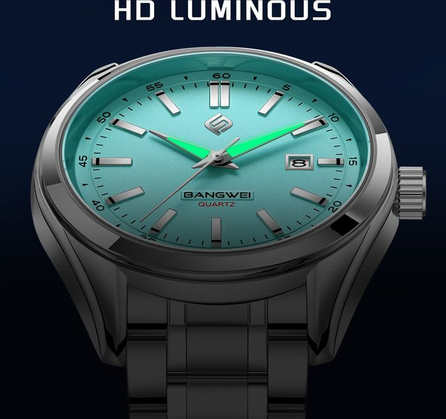 BangWei Armbanduhr Quarz, Edelstahl, Blau, 30 ATM, Herren - Bild 1