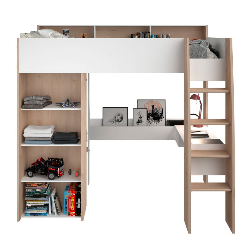 Parisot Hochbett Shelter 11 für Kinder in Weiß, Modernes Design, B/T/H: 119 x 132 x 204 cm - Bild 2
