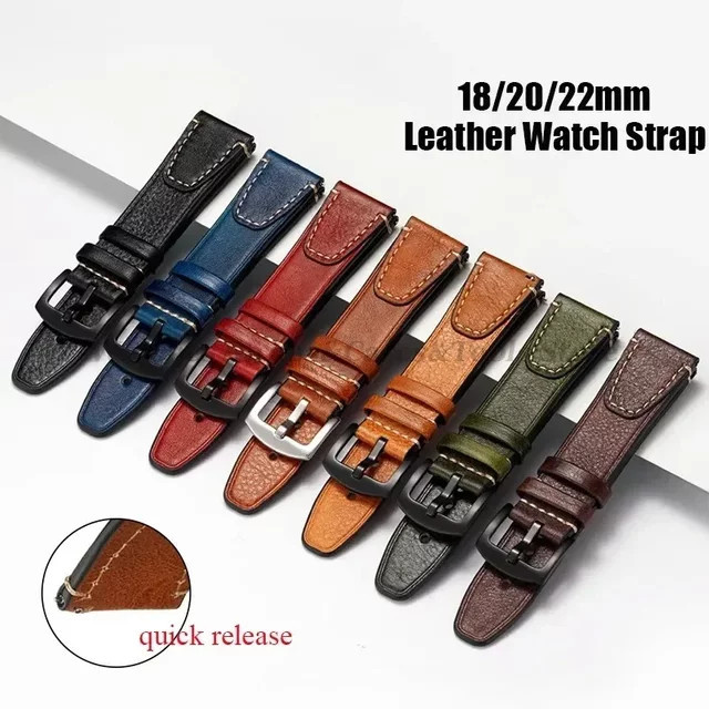 Uhrenarmband Leder, Vintage, Schwarz, Unisex - Bild 1