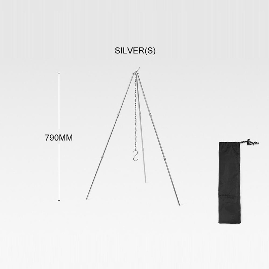 TOMTOP JMS Tragbares Outdoor-Lagerfeuerstativ aus Aluminiumlegierung, zusammenklappbarer Topfständer, Silber - Bild 1