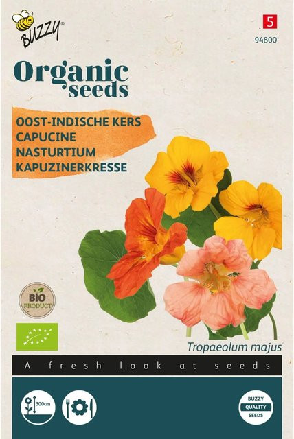 Buzzy Organic Kapuzinerkresse Rankende Mischung Bio Samen für Kletterpflanzen, 2 g - Bild 1