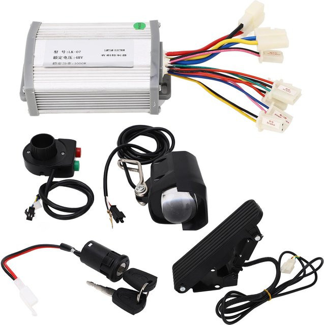 Igeteck Elektrofahrrad Umbausatz mit 48V 1000W Controller, Pedal Gaspedal, Scheinwerfer und Schalter aus Aluminiumlegierung in Grau - Bild 1