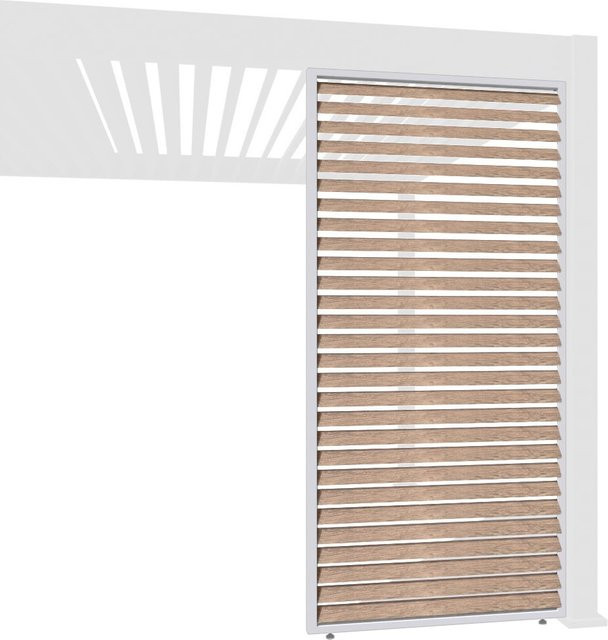 Lamellenwand für Pergola aus Aluminium in Weide Holzoptik, Farbe Braun, Breite: 1,13 m - Bild 1