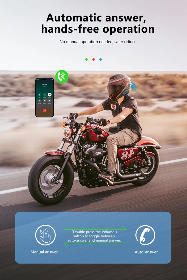 kebidumei BT12 Motorradhelm-Headset Bluetooth 5.4 in Schwarz mit Freisprechfunktion, Geräuschunterdrückung und Sprachsteuerung, wasserdicht und kabellos - Bild 2