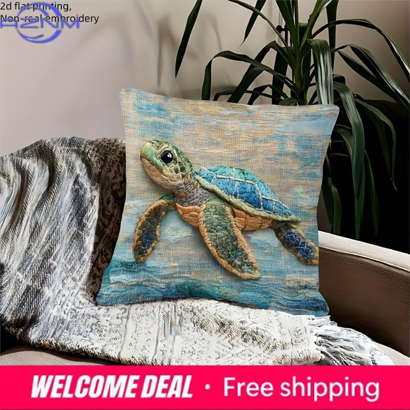 Schildkröte Kissenbezug mit 2D-Flachdruck für deine Heimdekoration, Peach Skin, B/H: 18 x 18 cm - Bild 2