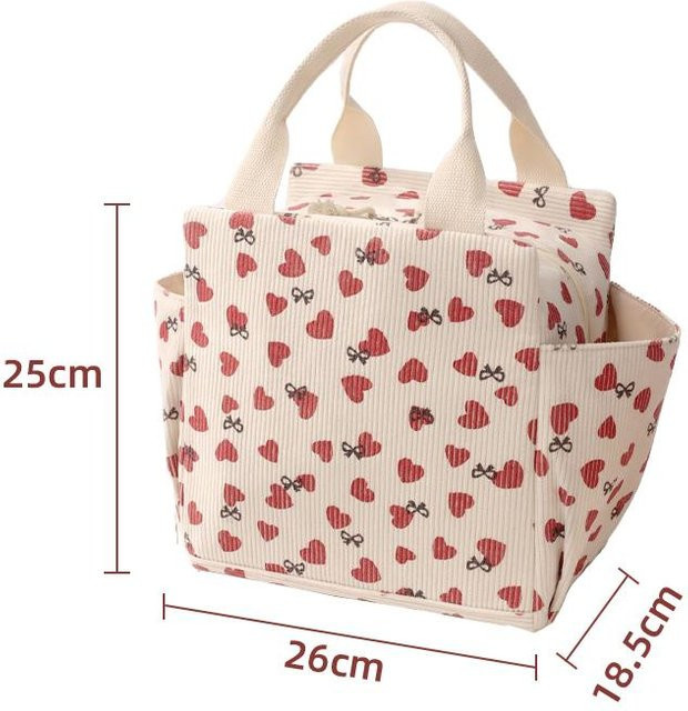 Thermoisolierte Cord Lunchbox von Love Home Garden als multifunktionale Kühltasche für Picknick und Schule in Beige und Weiß, B/T/H: 26,0 x 18,5 x 25,0 cm - Bild 1