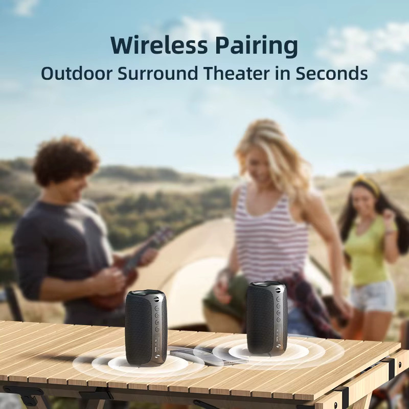 ZEALOT-M2 Tragbarer Bluetooth-Lautsprecher mit verbessertem Bass, Bluetooth 5.3, 10 Stunden Spielzeit, Schwarz - Bild 5