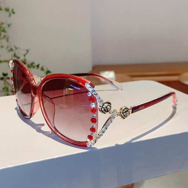 Runde Sonnenbrille mit Strasssteinen, Damen, Vollrand, Kunststoff, grey - Bild 1