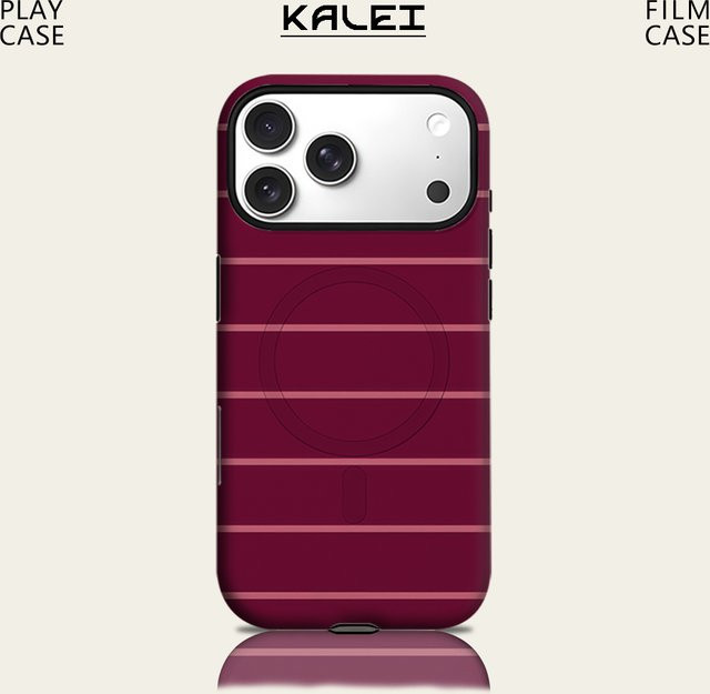Potdemiel Handyhülle mit rot gestreiften Streifen für iPhone 17 16 15 14 13 Pro Max Plus, magnetische robuste Doppel-Schicht-Hülle - Bild 1