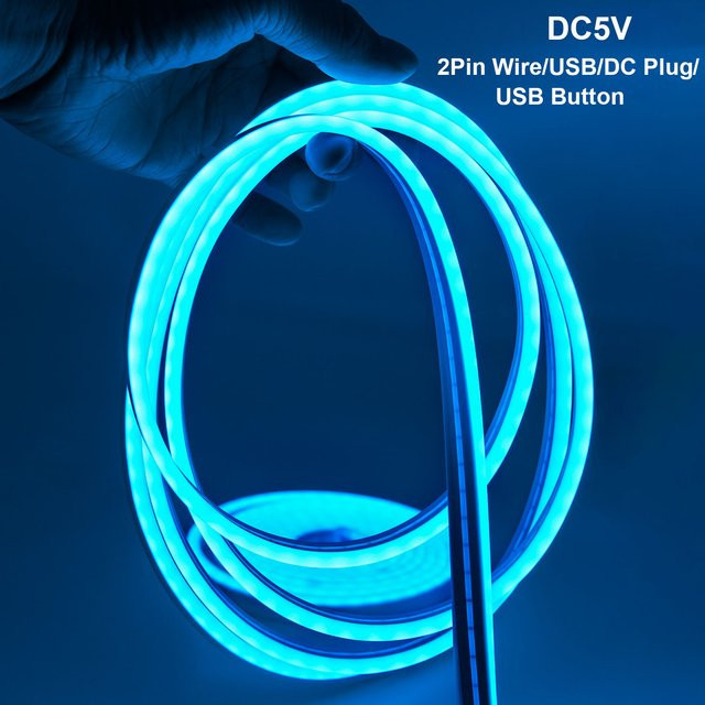 DENGKOO LED Neonstreifen Flexibles Silikonband mit USB und DC5V Anschluss, Wasserdicht, Schneidbar, Farben: Rot, Grün, Blau, Gelb - Bild 1