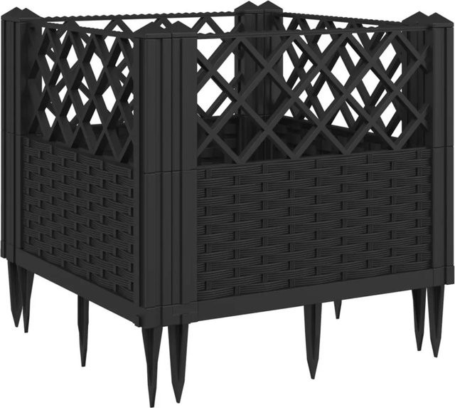 vidaXL Pflanzkasten mit Erdspießen aus Polypropylen in Schwarz, B/T/H: 43,5 x 43,5 x 43,5 cm - Bild 1