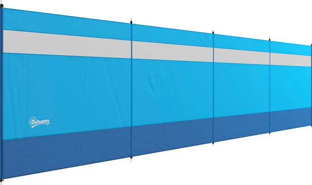 Outsunny Camping Windschutz mit 4 Paneelen und Sichtfenster, Blau, B: 725 cm, H: 140 cm - Bild 1