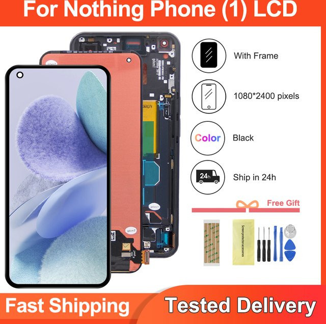 Nothing Phone (1) A063 Ersatz LCD-Display mit Touchscreen-Digitizer und Rahmenbaugruppe in Schwarz, 6,55 Zoll - Bild 1
