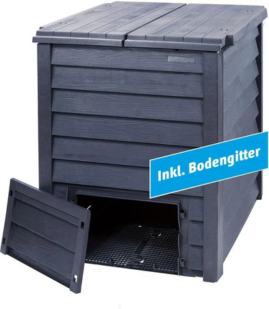 Garantia Komposter Thermo-Wood 400 aus Thermolen in Anthrazit-Braun mit Bodengitter