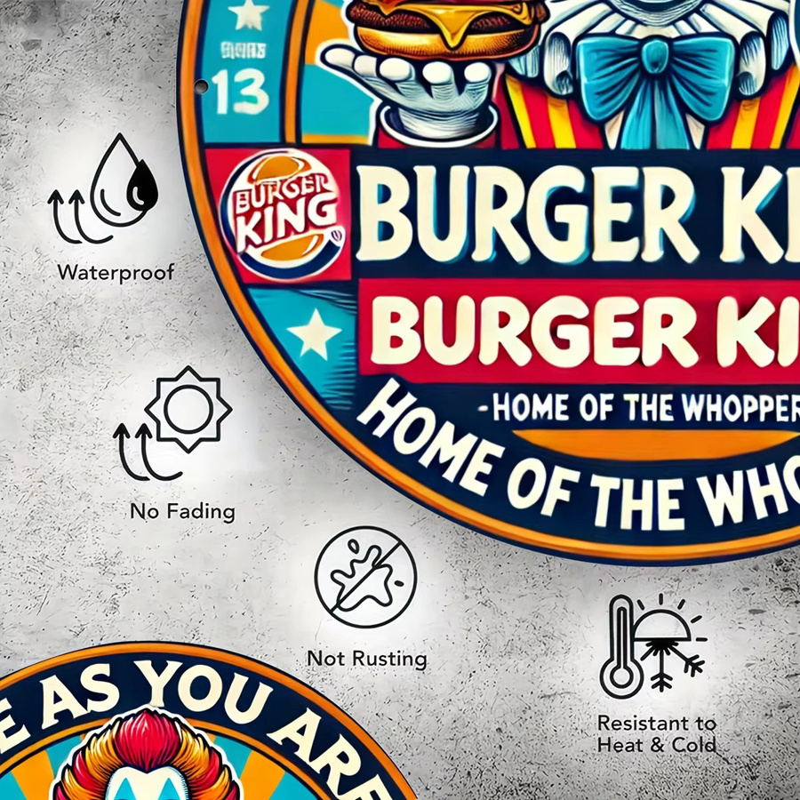 Burger King Retro-Clown-Maske Wandkunst in Mehrfarbig für Restaurants und Cafés - Bild 3