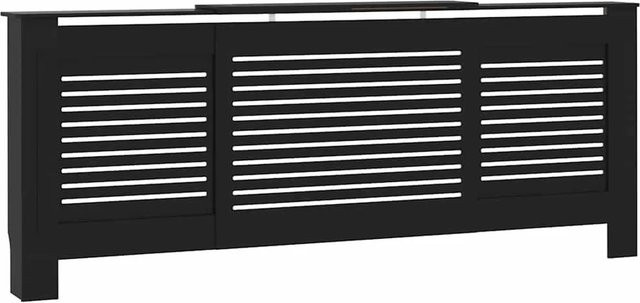 vidaXL Heizkörperverkleidung aus MDF in Schwarz im modernen Lattenrost-Design, Höhe: 81,5 cm, Breite: 142 cm, Tiefe: 20,5 cm - Bild 1