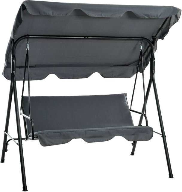 Outsunny Hollywoodschaukel grau mit Sonnendach aus Polyester und pulverbeschichtetem Stahl, B: 110 cm, H: 153 cm, T: 172 cm - Bild 1