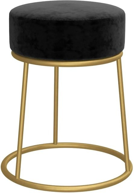 Runder Hocker vidaXL aus Samt in Schwarz mit goldenem Gestell, Durchmesser: 30 cm, Höhe: 38 cm - Bild 1