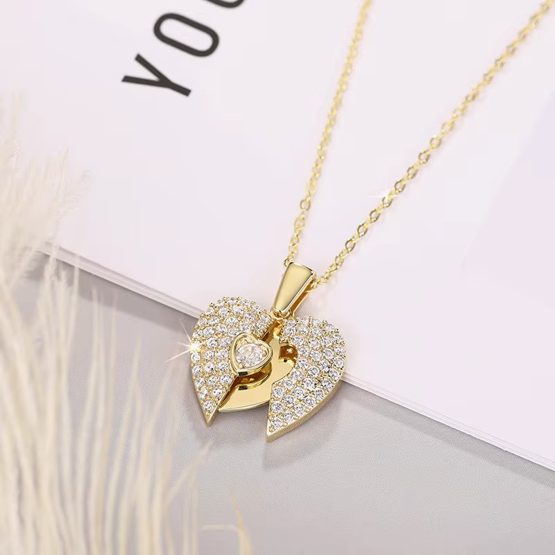 Huitan Halskette mit Herz-Anhänger, Zirkonia, Gold, Damen - Bild 1