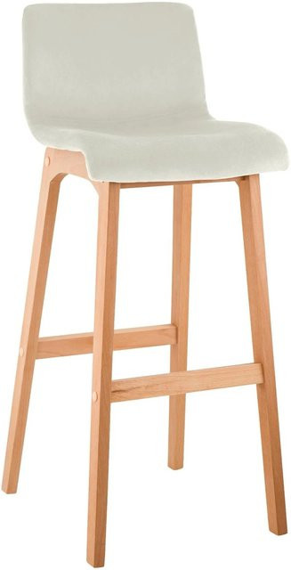 DELUKE Barhocker TENAR aus Samt in Creme Braun mit Lehne, B/T/H: 41 x 46 x 101 cm - Bild 1