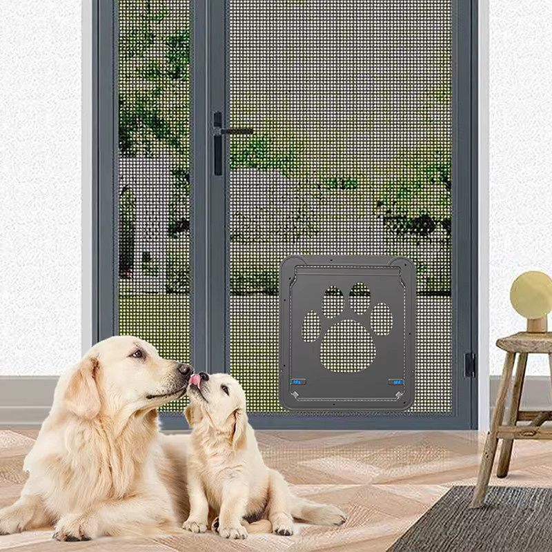 Otmagelu Abschließbare Haustierklappe aus Kunststoff in Schwarz für große Hunde und Katzen mit 4-Wege-Steuerung, B/H/T: 41 x 37 x 41 cm - Bild 4