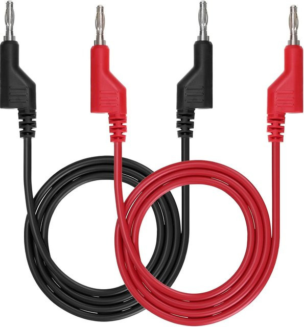 AOKIN Messleitungen Set mit 2 Bananensteckern, 1 m, Rot und Schwarz, für Multimeter, 1000 V, 15 A - Bild 1