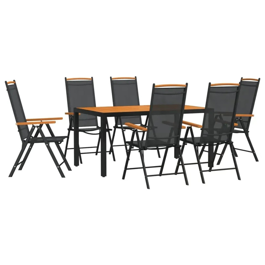 vidaXL 7-teilige Garten-Essgruppe aus Aluminium und WPC in Schwarz und Braun - Bild 2