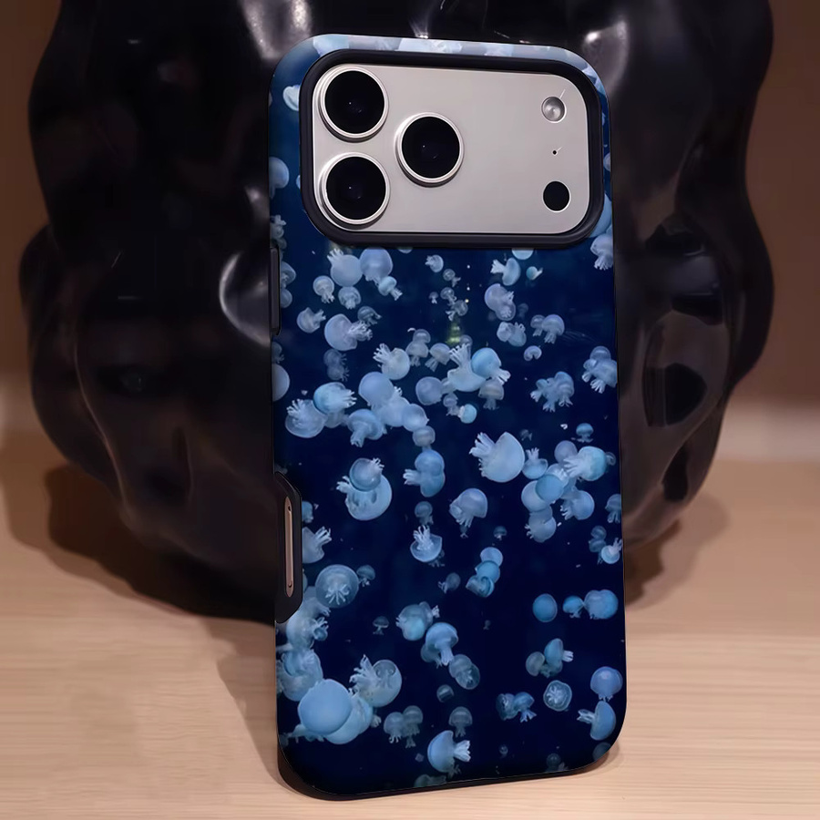 Potdemiel Tiefsee-Quallen Handyhülle mit Magnetfunktion für iPhone 17 16 15 14 13 Pro Max Plus, robuste doppelschichtige Schutzhülle in Blau - Bild 3