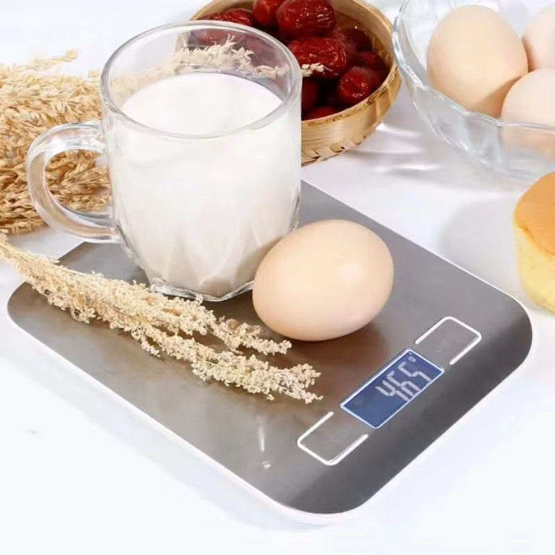 Lionet Digitale Küchenwaage mit LCD-Anzeige aus Edelstahl in Weiß und Silber, Präzisionswaage bis 10 kg mit 1 g Genauigkeit zum Backen und Kochen - Bild 4