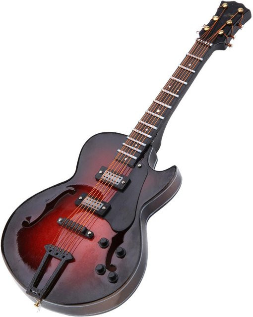 KaiSai Miniatur-Gitarren-Replik mit Ständer und Koffer in Braun und Multicolour, Höhe: 18 cm - Bild 1