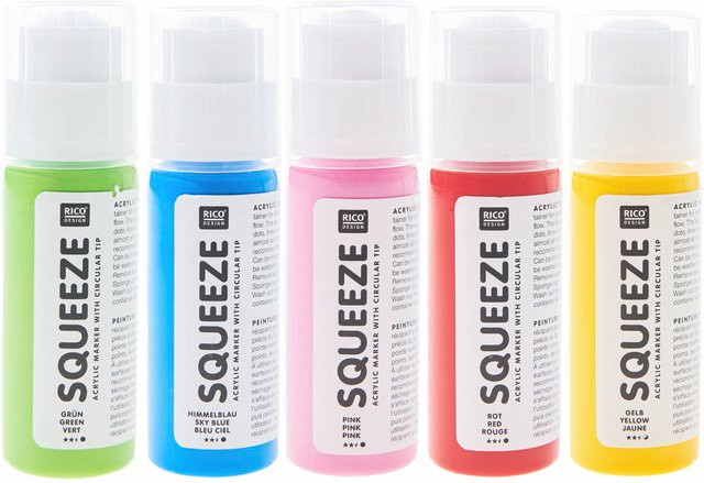 Rico Design Squeeze Acrylic Marker Set Basic in Regenbogen Multicolor - Bild 1