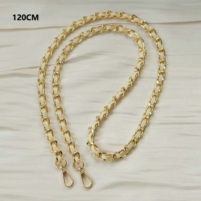 PurpleHeart Universal Handy-Schultergurt aus Metall und Leder als Anti-Verlust-Kette für Hüllen, Farbe: Beige/Gold, Länge: 120 cm - Bild 1