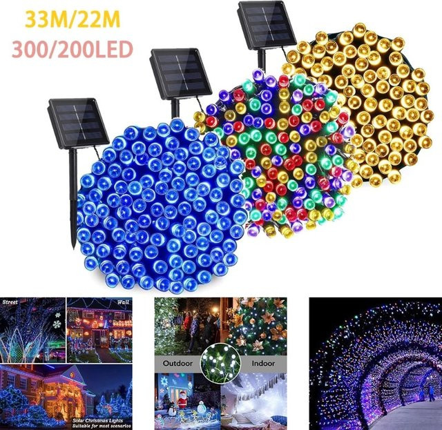 ZTree Solar-Außenleuchten RGB Multicolour Wasserdichte Solar-Lichterkette mit 8 Modi für Garten, Hochzeit und Weihnachten, Schwarz - Bild 1