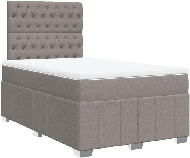 vidaXL Boxspringbett mit Matratze Hybrid-System in Taupe, Weiß und Grau, B/T: 120 x 200 cm - Bild 1