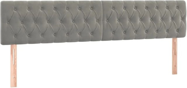 vidaXL LED Kopfteil aus Samt in Hellgrau mit USB-Ladeport, Breite: 200 cm, Tiefe: 7 cm, Höhe: 78-88 cm - Bild 1