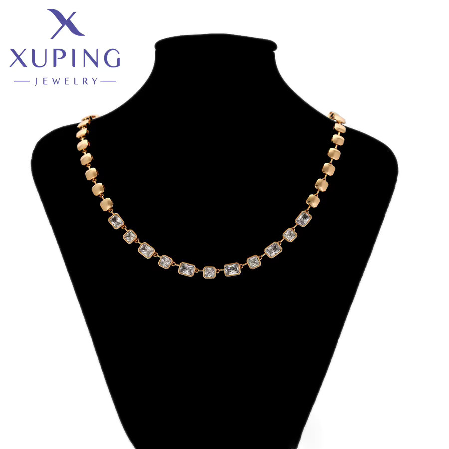 Xuping Halskette Kupfer, Gold, Kristall, 50 cm, Damen - Bild 2
