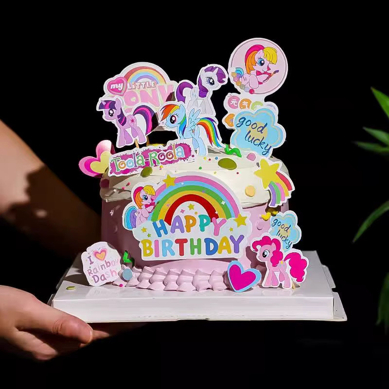Hasbro My Little Pony Kuchendekoration Topper Regenbogen Wolke Heißluftballon Schloss - Bild 2